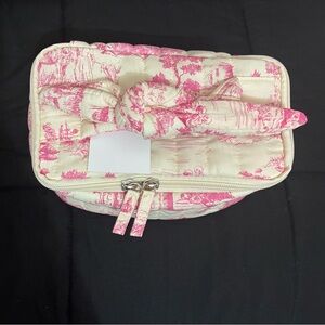Elegant Pink and Cream Toile Cosmetic Bag